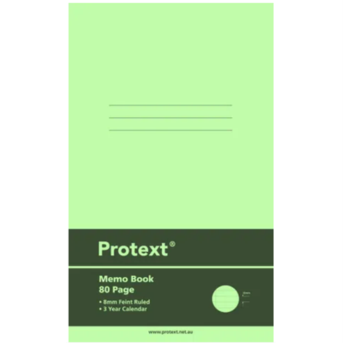 Protext PP Memo Book 80pg 165x100 8mm Ruled